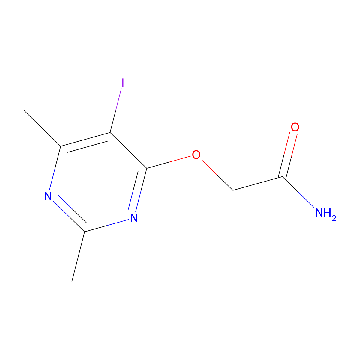 2-(5-Iodo-2,6-dimethylpyrimidin-4-yl)oxyacetamide molecular structure, CAS 677749-37-0