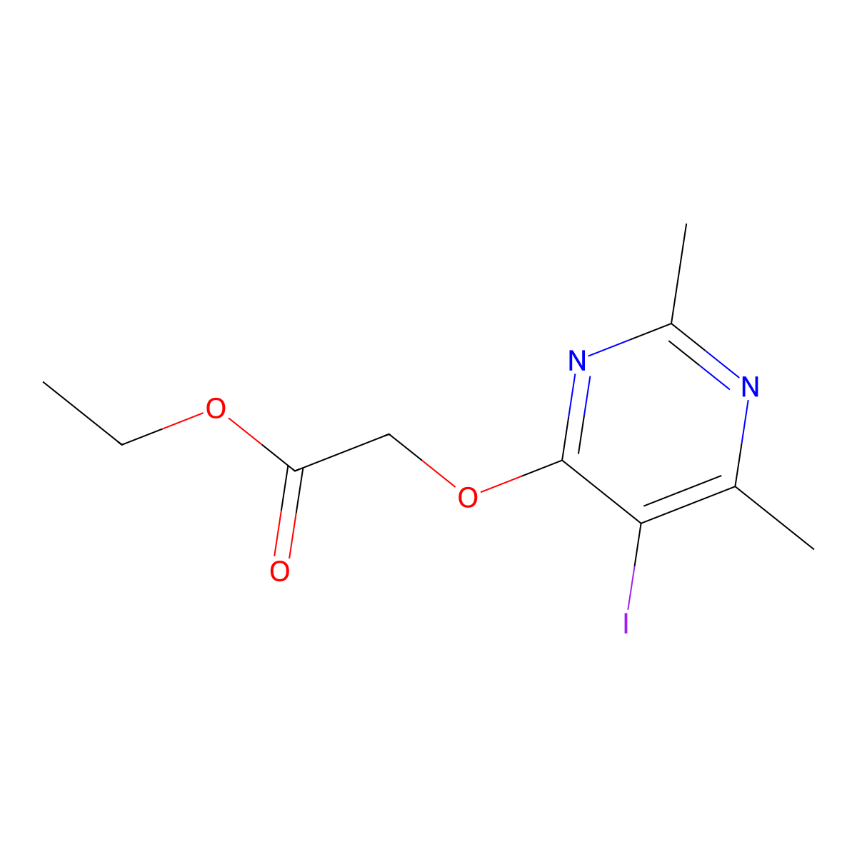 Ethyl 2-[(5-iodo-2,6-dimethyl-4-pyrimidinyl)oxy]acetate molecular structure, CAS 677749-39-2