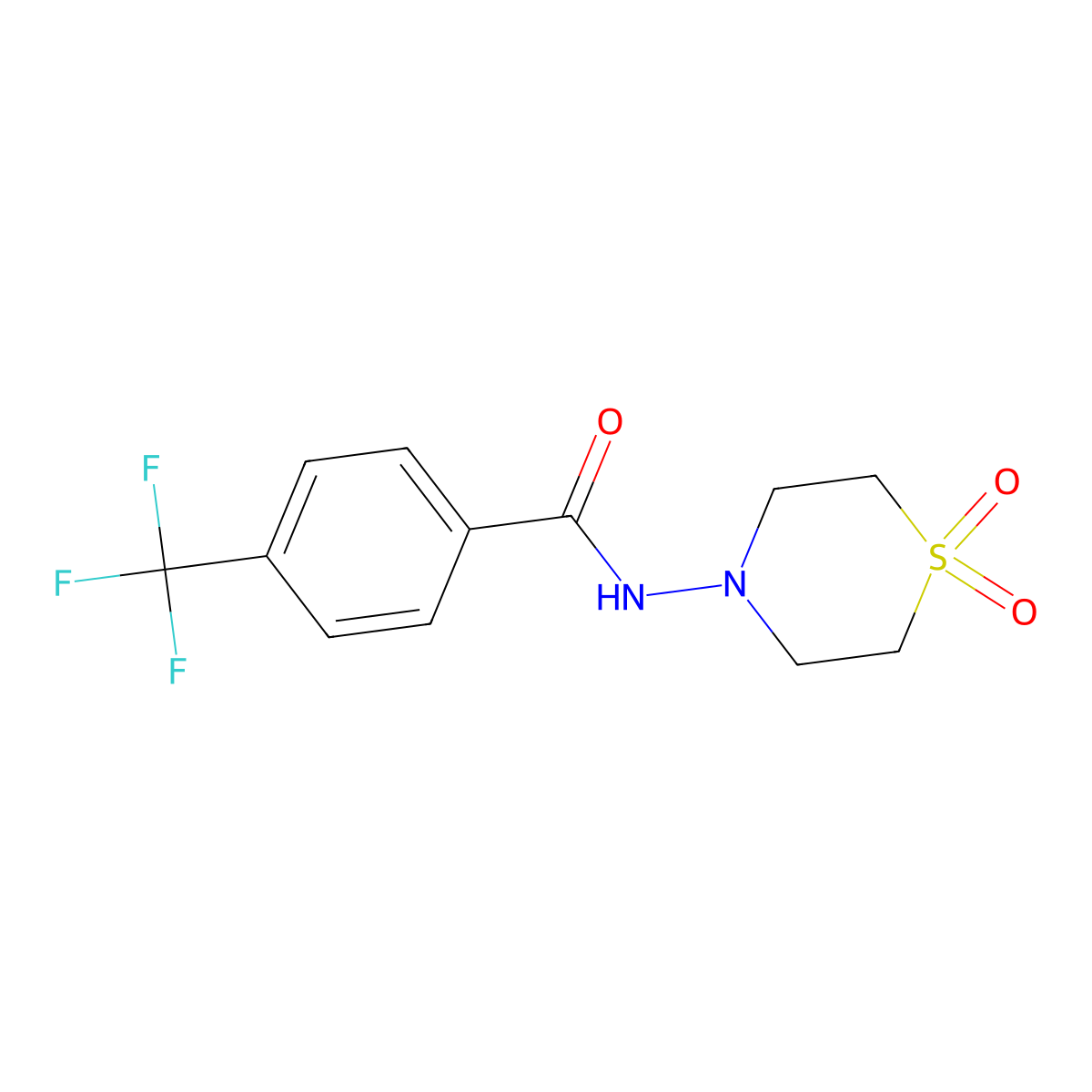 N-(1,1-dioxo-1lambda~6~,4-thiazinan-4-yl)-4-(trifluoromethyl)benzenecarboxamide molecular structure, CAS 677749-55-2
