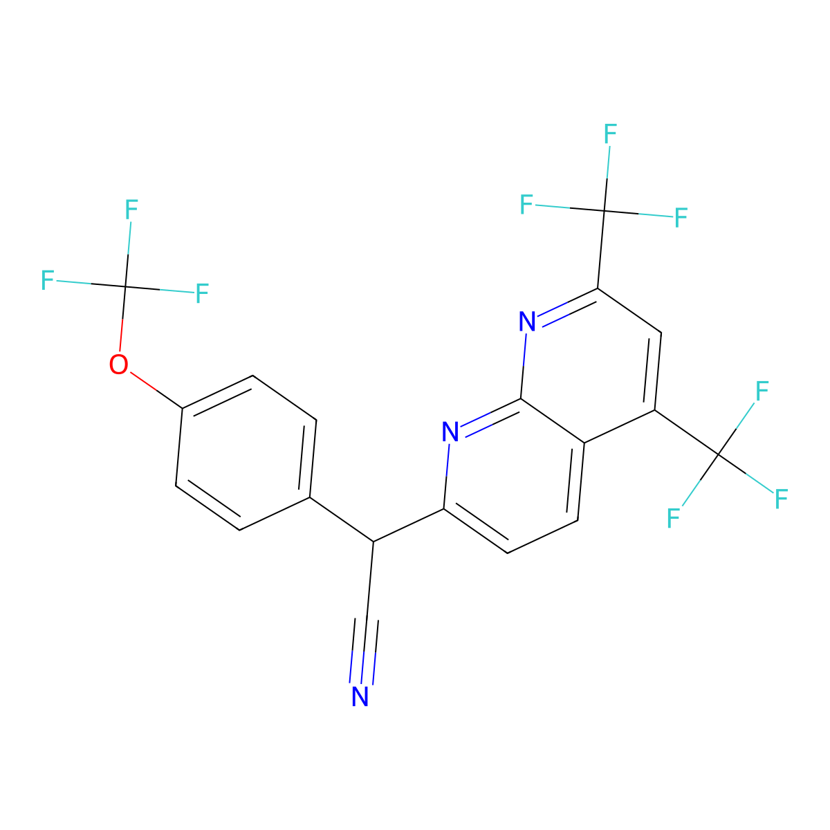 2-[5,7-Bis(trifluoromethyl)-1,8-naphthyridin-2-yl]-2-[4-(trifluoromethoxy)phenyl]acetonitrile molecular structure, CAS 677749-56-3