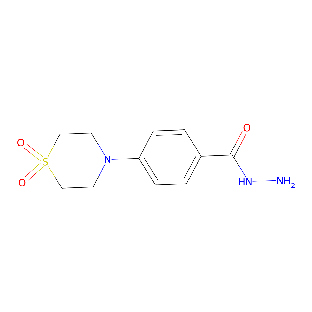 4-(1,1-Dioxo-1lambda~6~,4-thiazinan-4-yl)benzenecarbohydrazide molecular structure, CAS 677749-58-5