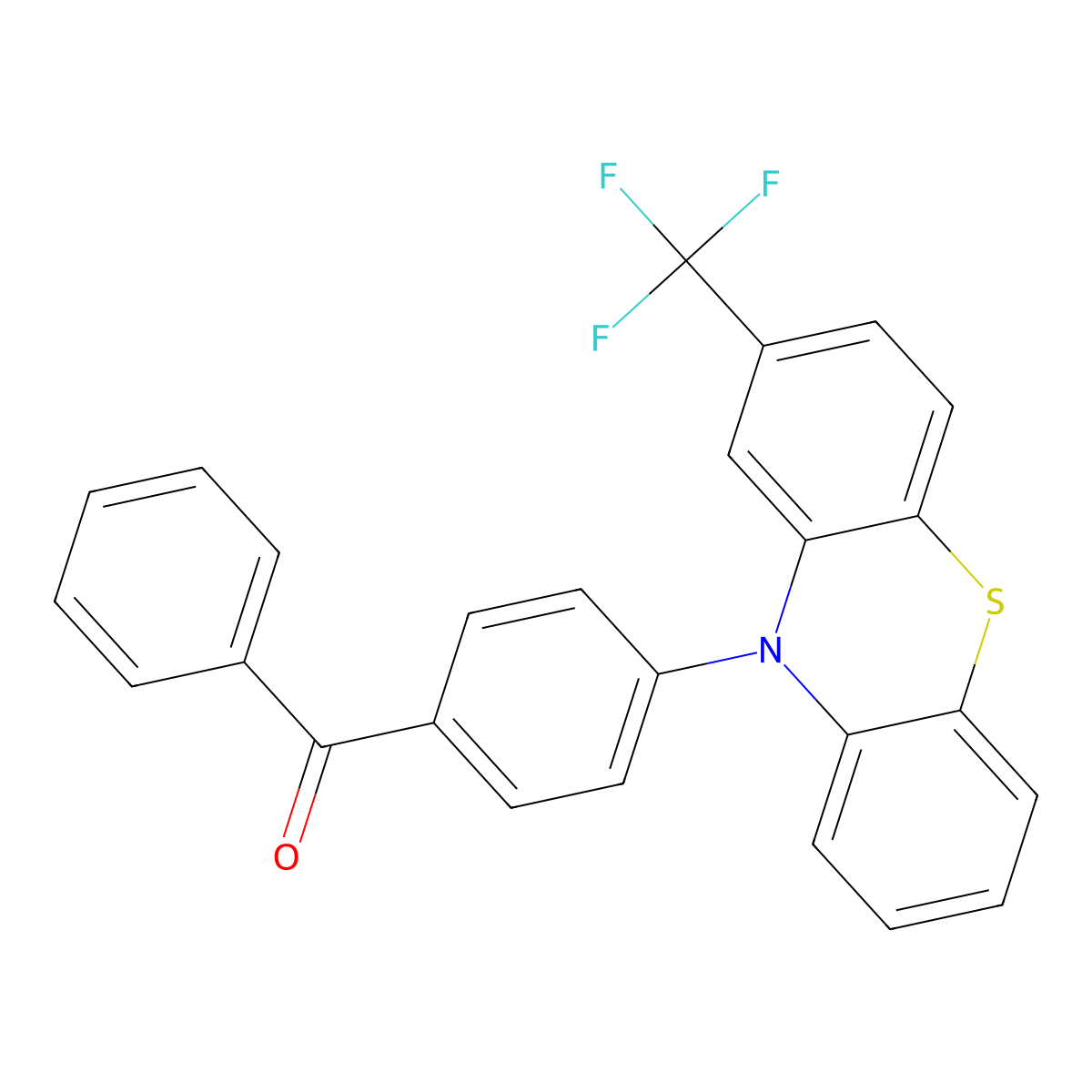 10-(4-benzoylphenyl)-2-(trifluoromethyl)-10H-phenothiazine molecular structure, CAS 677749-71-2