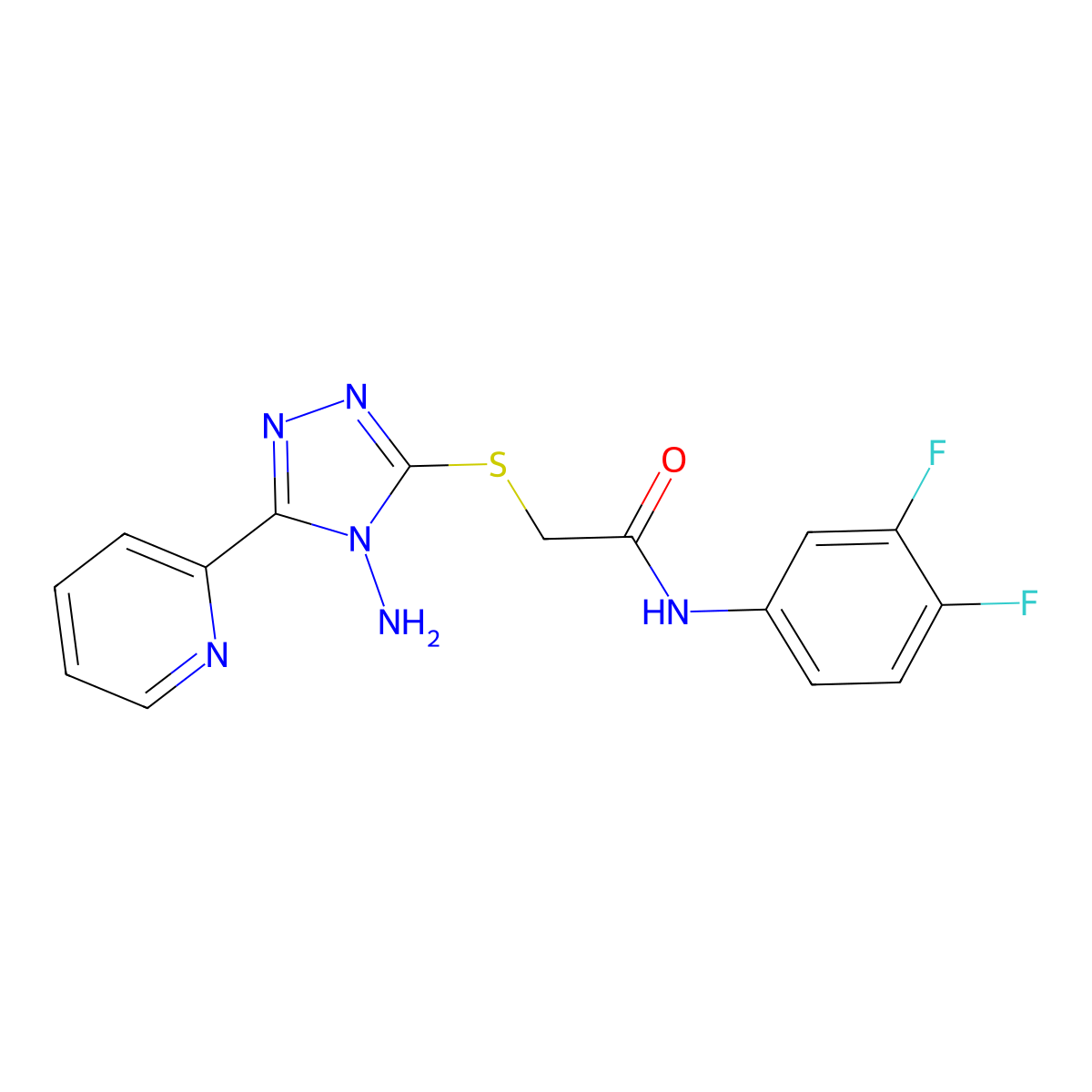 2-{[4-amino-5-(pyridin-2-yl)-4H-1,2,4-triazol-3-yl]sulfanyl}-N-(3,4-difluorophenyl)acetamide molecular structure, CAS 677754-23-3