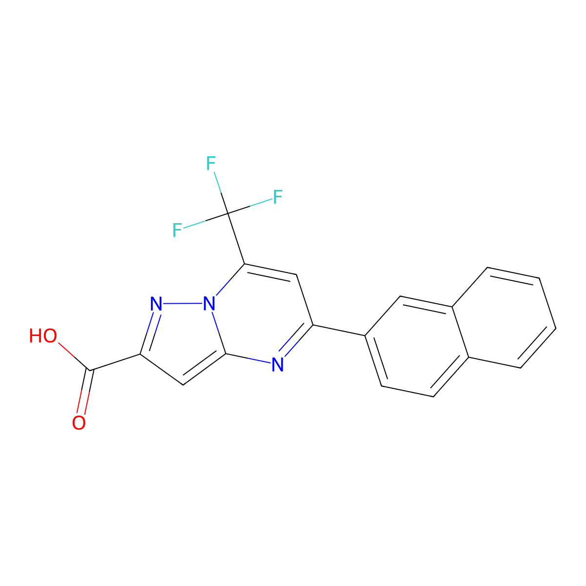 5-(2-Naphthyl)-7-(trifluoromethyl)pyrazolo[1,5-a]pyrimidine-2-carboxylic acid molecular structure, CAS 677758-43-9