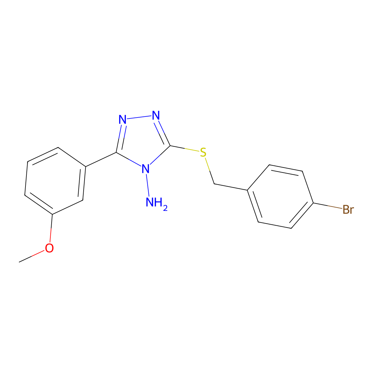 3-[(4-Bromophenyl)methylthio]-5-(3-methoxyphenyl)-1,2,4-triazole-4-ylamine molecular structure, CAS 677759-46-5