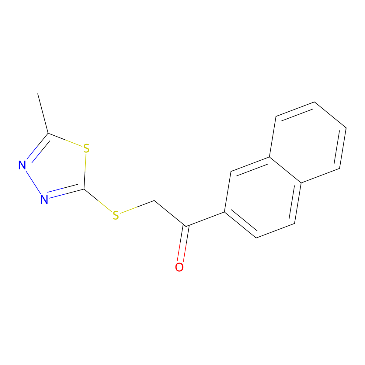 2-[(5-Methyl-1,3,4-thiadiazol-2-yl)sulfanyl]-1-naphthalen-2-ylethanone molecular structure, CAS 677760-45-1