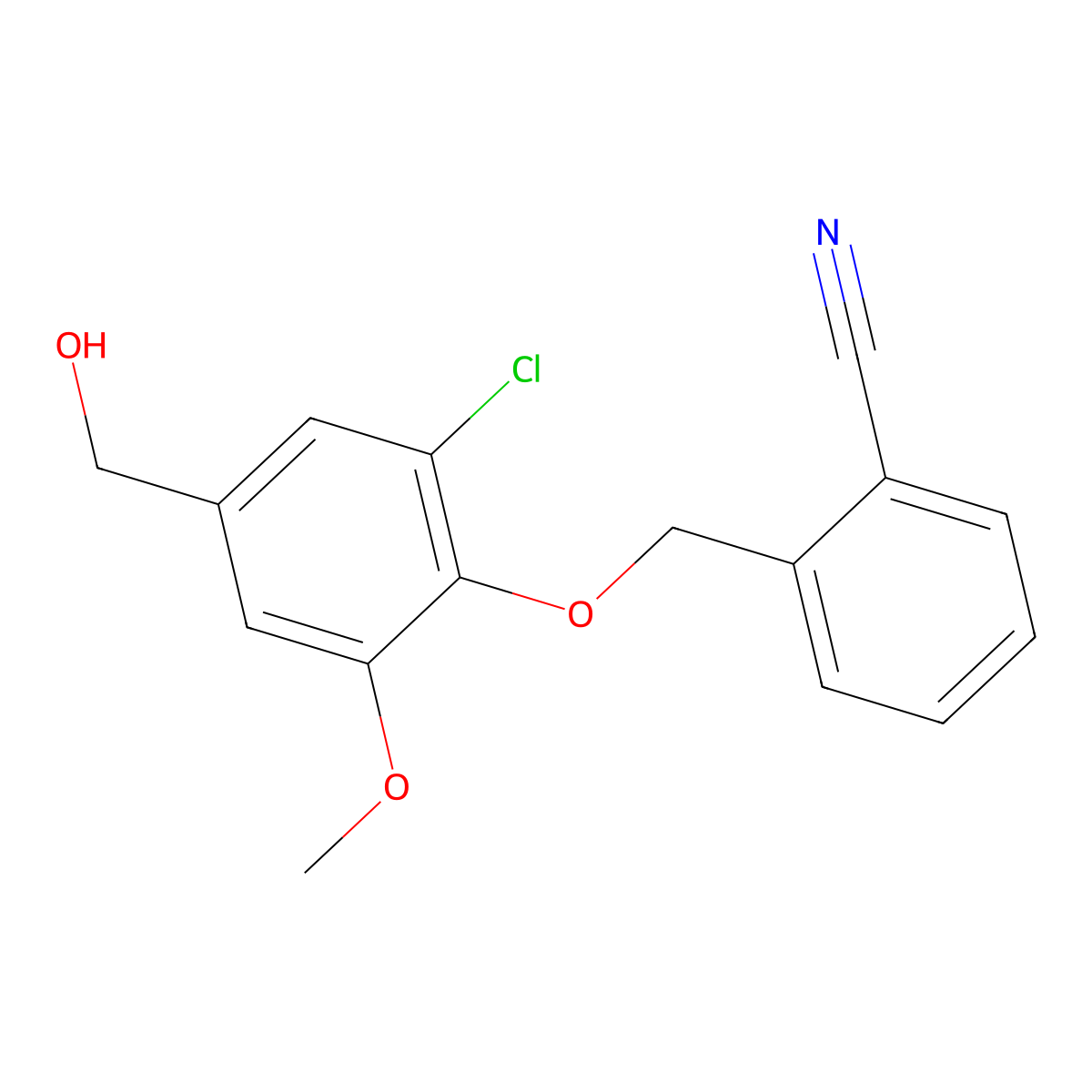 2-{[2-Chloro-4-(hydroxymethyl)-6-methoxyphenoxy]methyl}benzonitrile molecular structure, CAS 677760-66-6