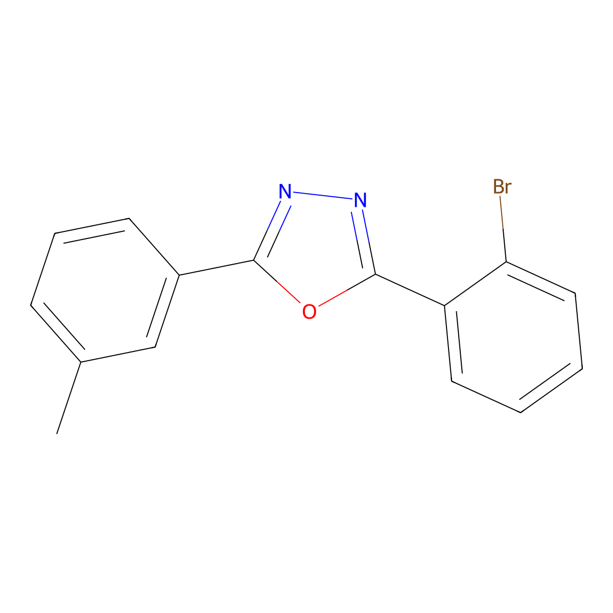 2-(2-Bromophenyl)-5-(3-methylphenyl)-1,3,4-oxadiazole molecular structure, CAS 677761-12-5