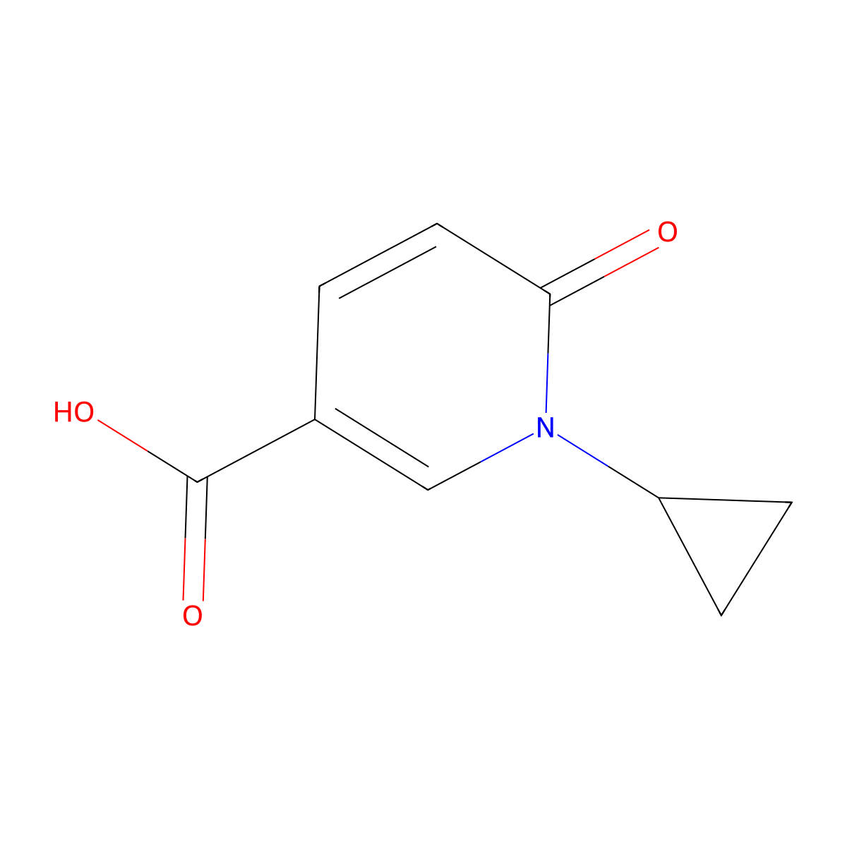 1-Cyclopropyl-6-oxo-1,6-dihydropyridine-3-carboxylic acid molecular structure, CAS 677762-57-1
