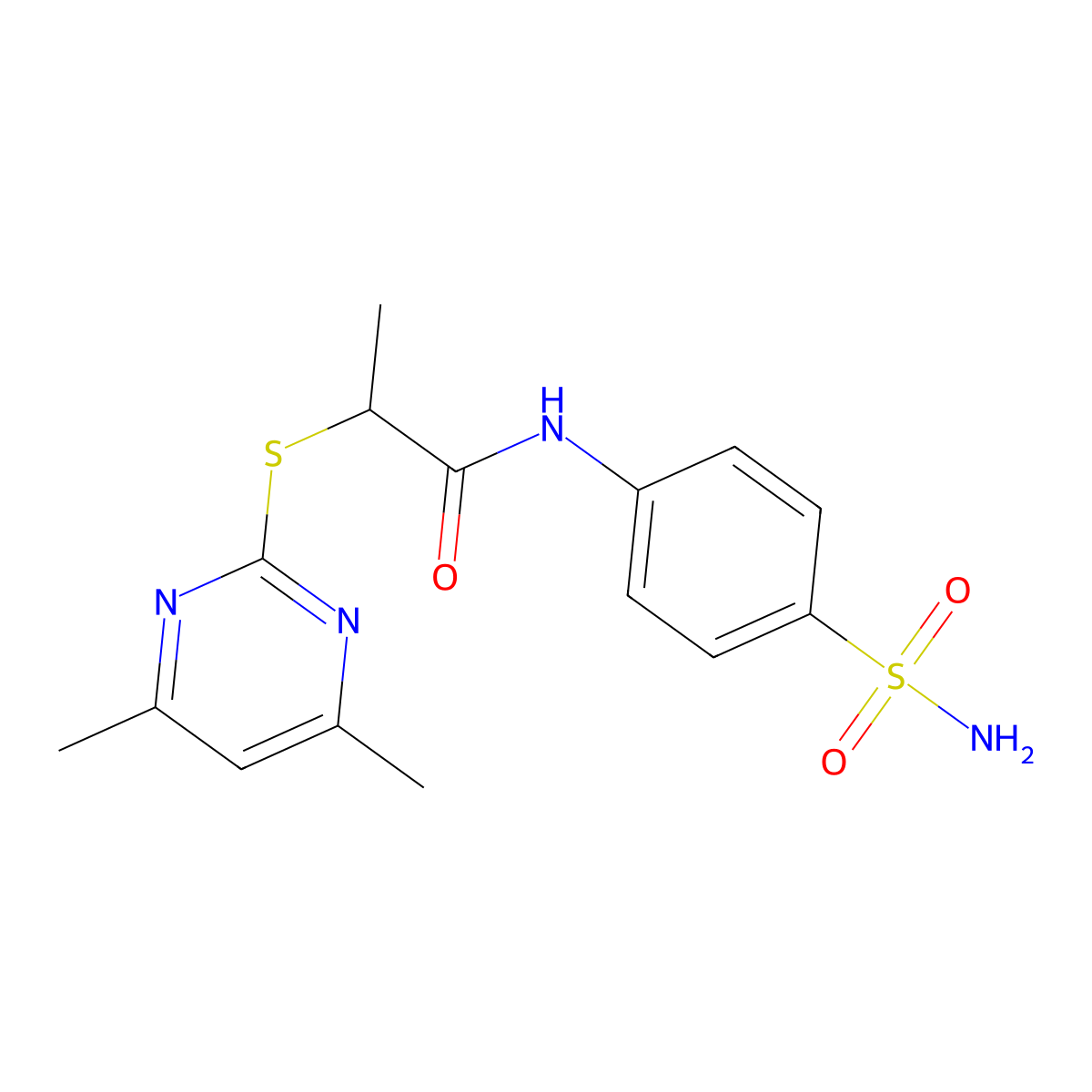 2-[(4,6-dimethylpyrimidin-2-yl)sulfanyl]-N-(4-sulfamoylphenyl)propanamide molecular structure, CAS 677766-36-8