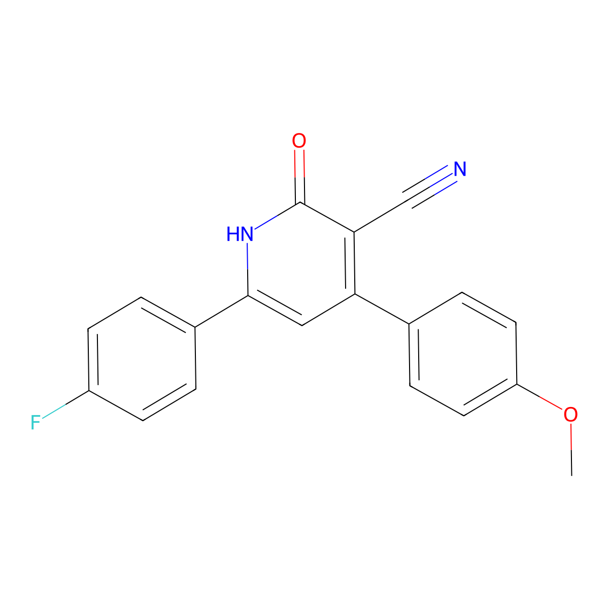 6-(4-Fluorophenyl)-4-(4-methoxyphenyl)-2-oxo-1,2-dihydropyridine-3-carbonitrile molecular structure, CAS 677766-56-2