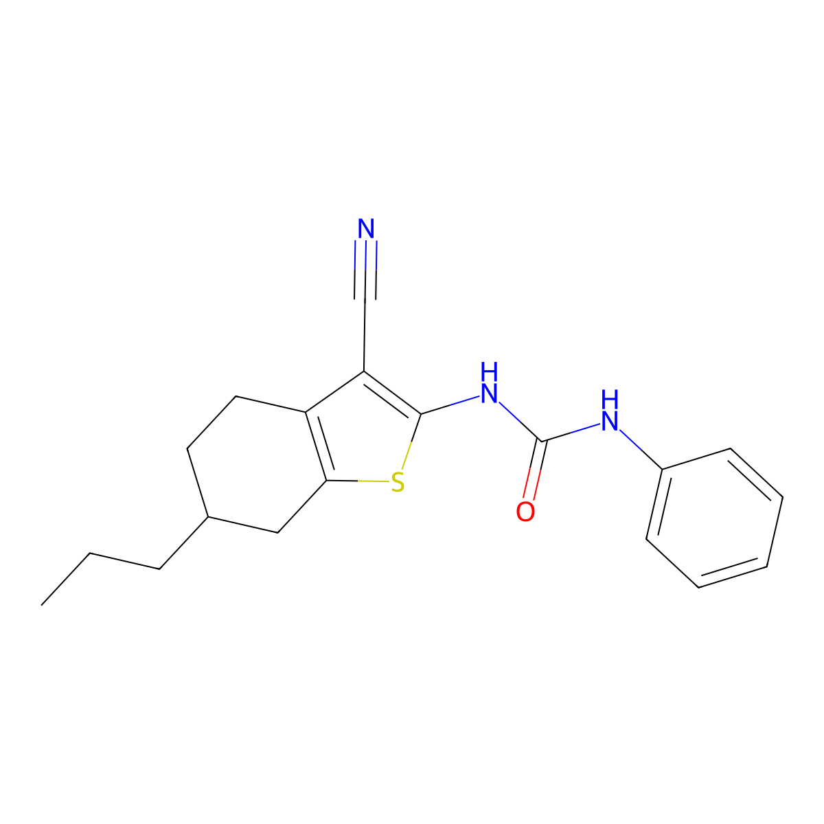 1-(3-Cyano-6-propyl-4,5,6,7-tetrahydro-1-benzothiophen-2-yl)-3-phenylurea molecular structure, CAS 677769-79-8