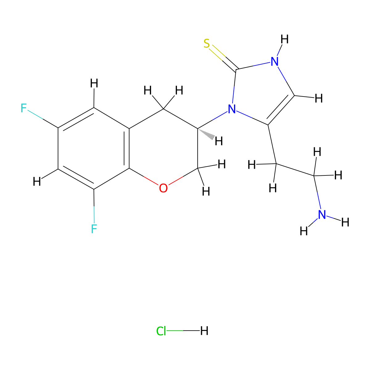 (R)-5-(2-Aminoethyl)-1-(6,8-difluorochroman-3-yl)-1H-imidazole-2(3H)-thione hydrochloride molecular structure, CAS 677773-32-9
