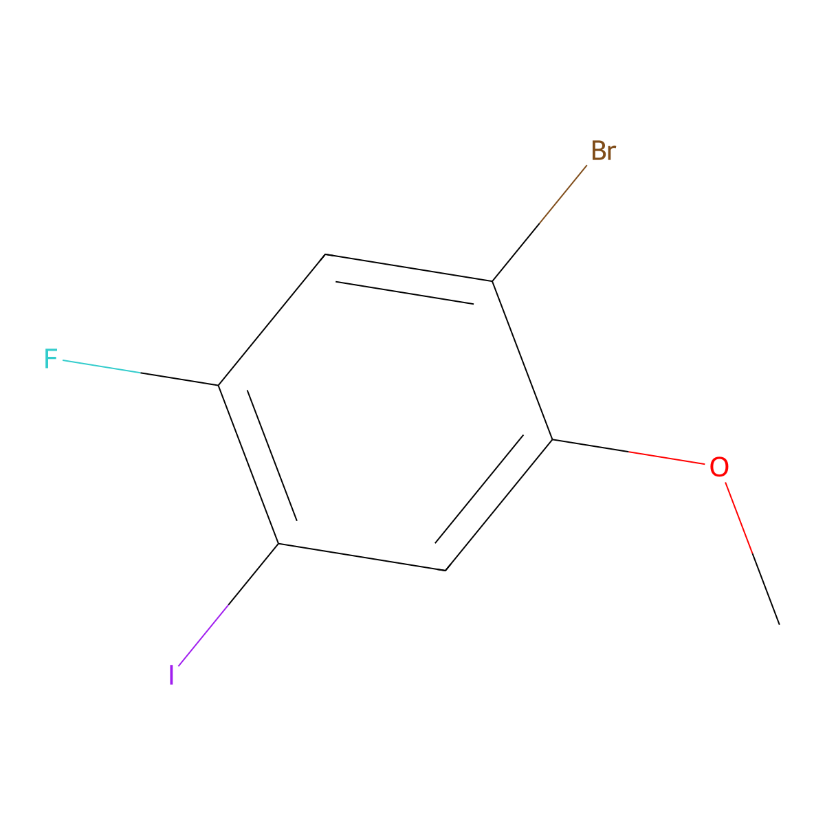 1-Bromo-5-fluoro-4-iodo-2-methoxybenzene molecular structure, CAS 677777-40-1