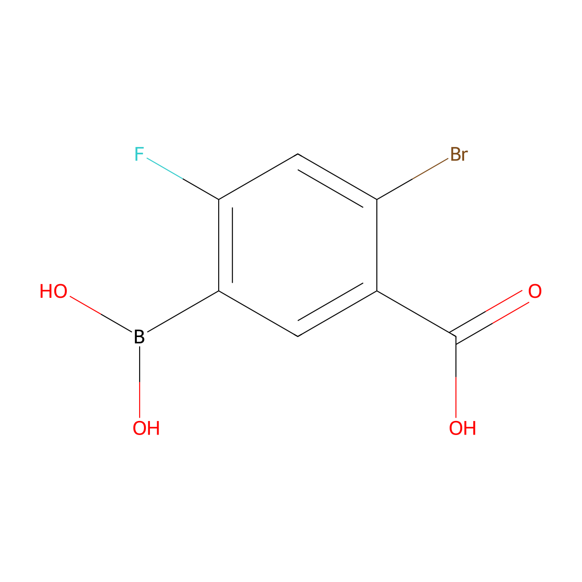 2-Bromo-5-(dihydroxyboranyl)-4-fluorobenzoic acid molecular structure, CAS 677777-58-1