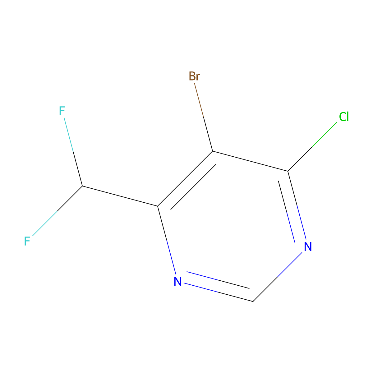 5-Bromo-4-chloro-6-(difluoromethyl)pyrimidine molecular structure, CAS 677777-61-6