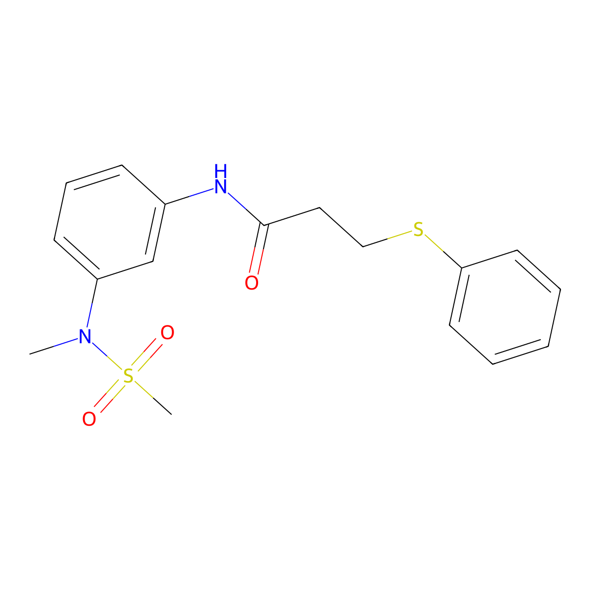 N-[3-[methyl(methylsulfonyl)amino]phenyl]-3-phenylsulfanylpropanamide molecular structure, CAS 677779-02-1