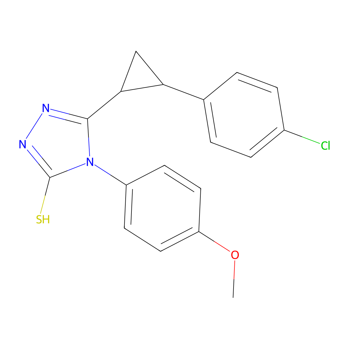 3-[2-(4-chlorophenyl)cyclopropyl]-4-(4-methoxyphenyl)-1H-1,2,4-triazole-5-thione molecular structure, CAS 677779-26-9