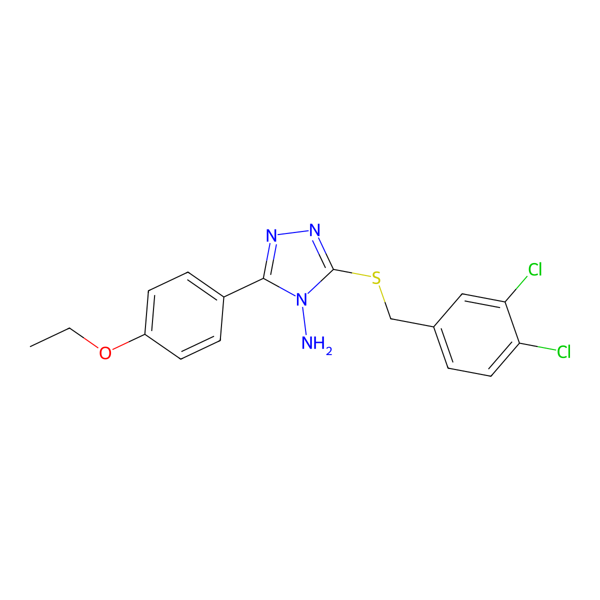3-[(3,4-Dichlorophenyl)methylthio]-5-(4-ethoxyphenyl)-1,2,4-triazole-4-ylamine molecular structure, CAS 677779-46-3