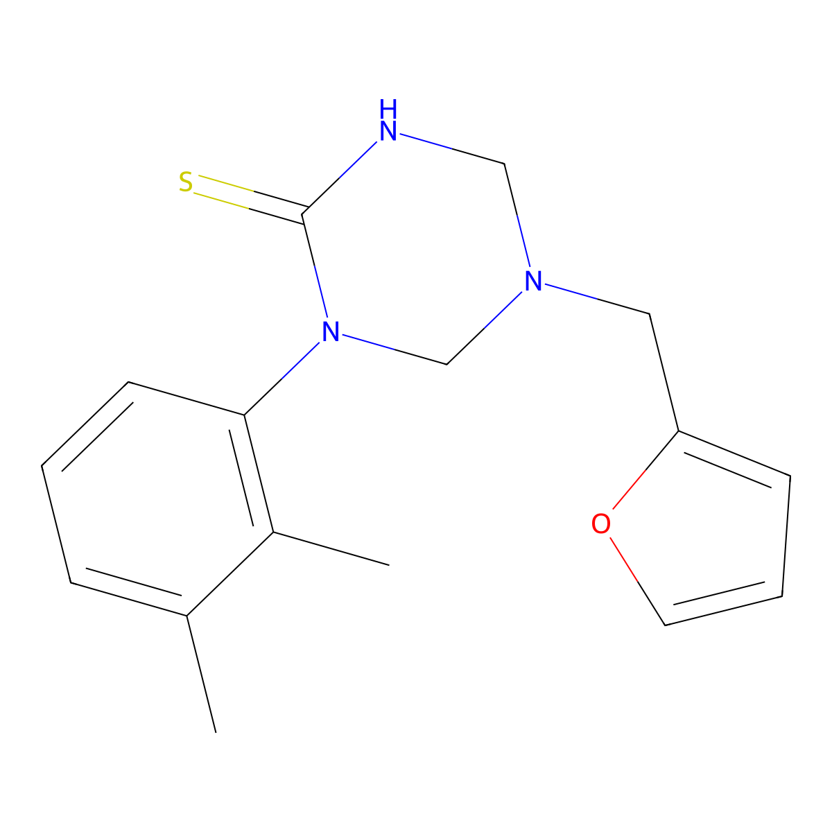 1-(2,3-Dimethylphenyl)-5-(furan-2-ylmethyl)-1,3,5-triazinane-2-thione molecular structure, CAS 677780-25-5