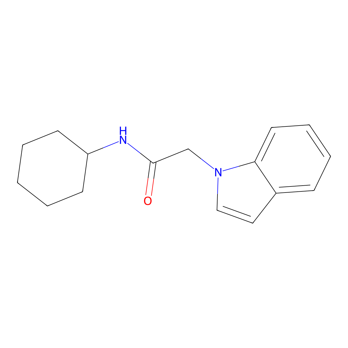 N-cyclohexyl-2-(1H-indol-1-yl)acetamide molecular structure, CAS 677780-65-3