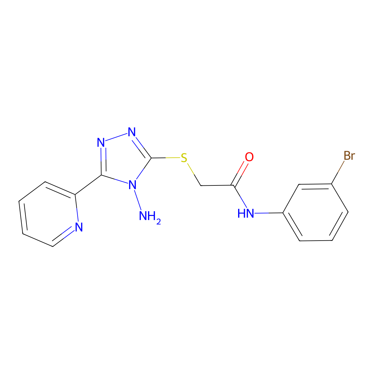 2-{[4-amino-5-(pyridin-2-yl)-4H-1,2,4-triazol-3-yl]sulfanyl}-N-(3-bromophenyl)acetamide molecular structure, CAS 677781-64-5