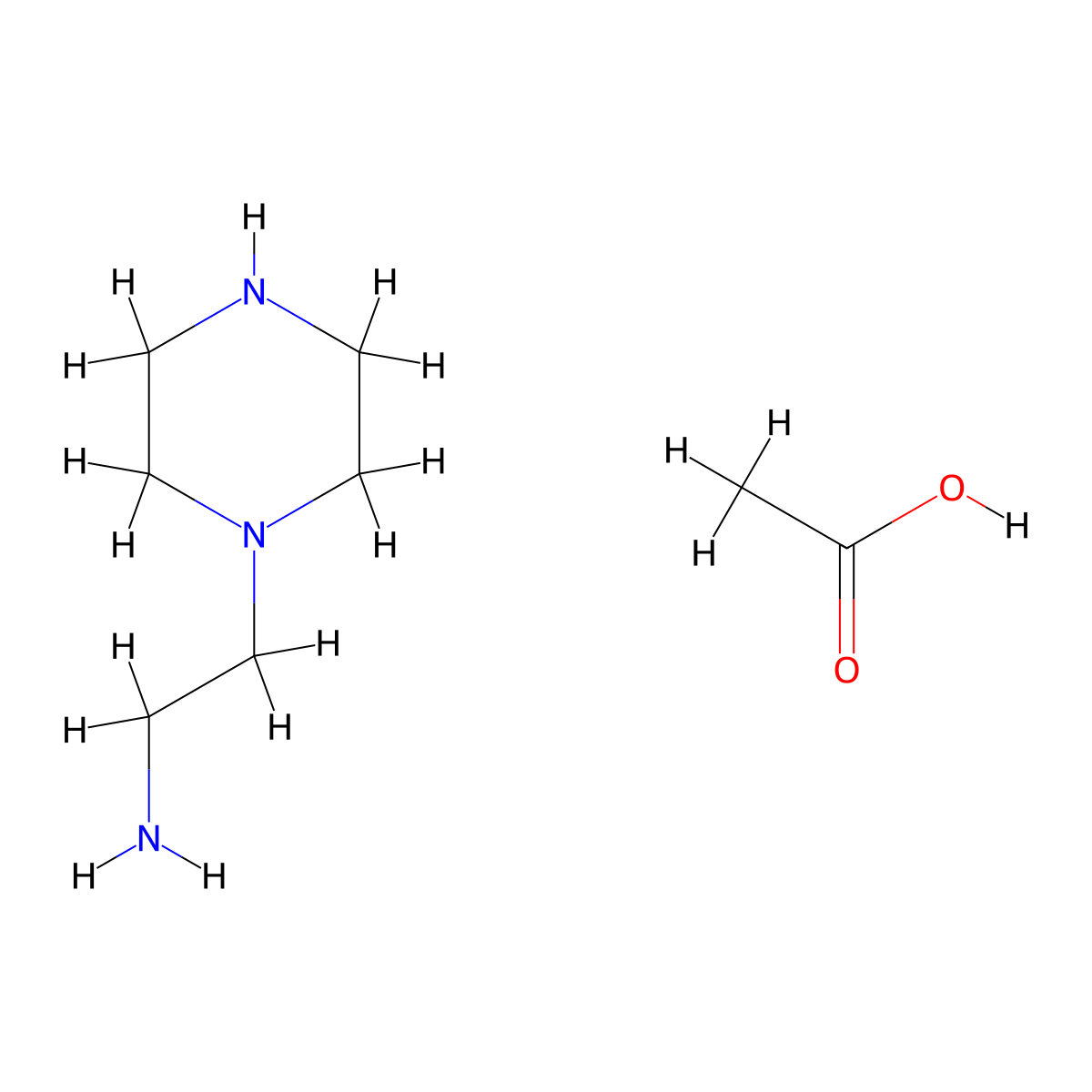 1-Piperazineethanamine, acetate (1:1) molecular structure, CAS 67786-00-9