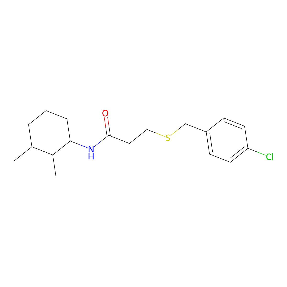 3-[(4-chlorophenyl)methylsulfanyl]-N-(2,3-dimethylcyclohexyl)propanamide molecular structure, CAS 6779-51-7