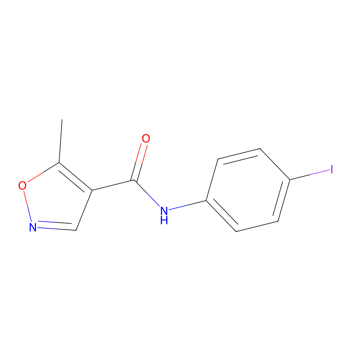 4-Isoxazolecarboxamide, N-(4-iodophenyl)-5-methyl- molecular structure, CAS 67790-01-6