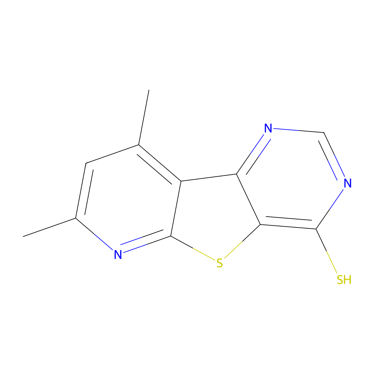 7,9-Dimethylpyrido[3',2':4,5]thieno[3,2-d]pyrimidine-4-thiol molecular structure, CAS 67795-40-8