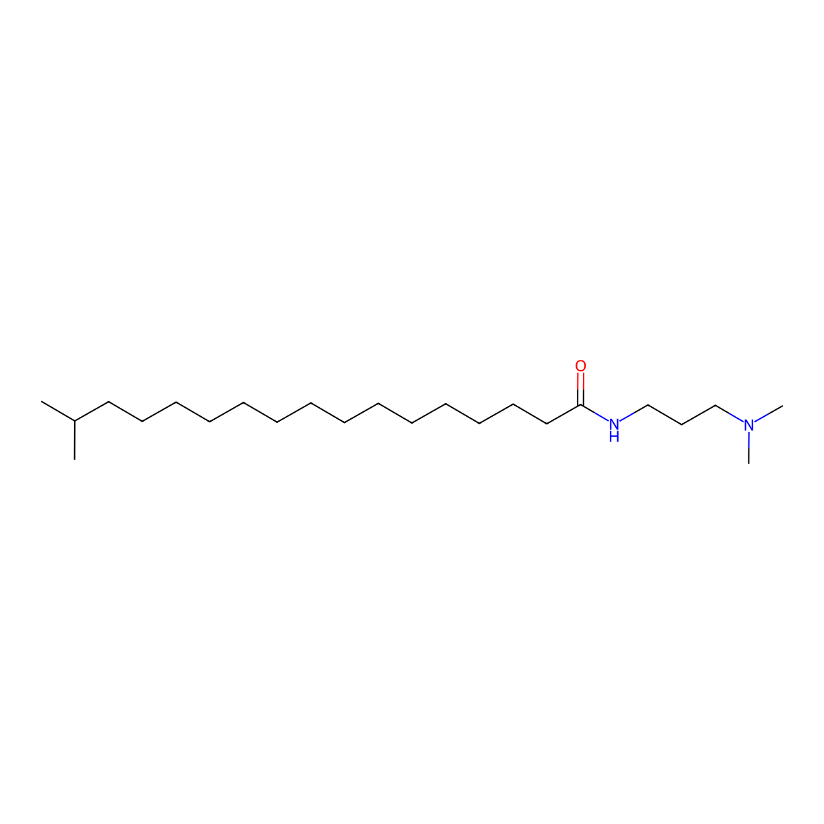 Isostearamidopropyl Dimethylamine molecular structure, CAS 67799-04-6