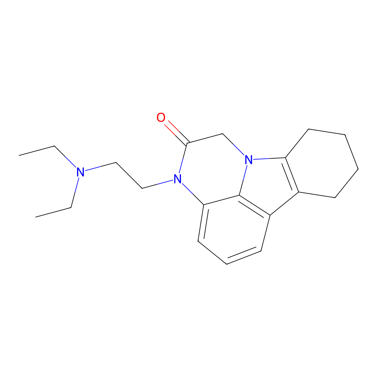 1H-Pyrazino(3,2,1-jk)carbazol-2(3H)-one, 7,8,9,10-tetrahydro-3-(2-(diethylamino)ethyl)- molecular structure, CAS 67799-28-4