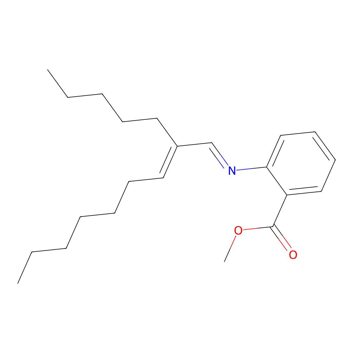 Methyl 2-[(2-pentyl-2-nonen-1-ylidene)amino]benzoate molecular structure, CAS 67800-79-7