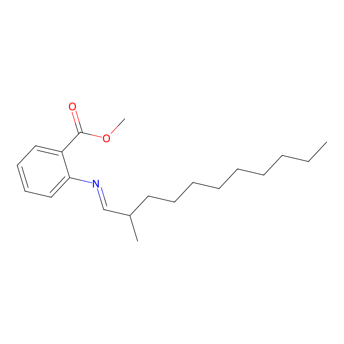 Benzoic acid, 2-((2-methylundecylidene)amino)-, methyl ester molecular structure, CAS 67800-80-0