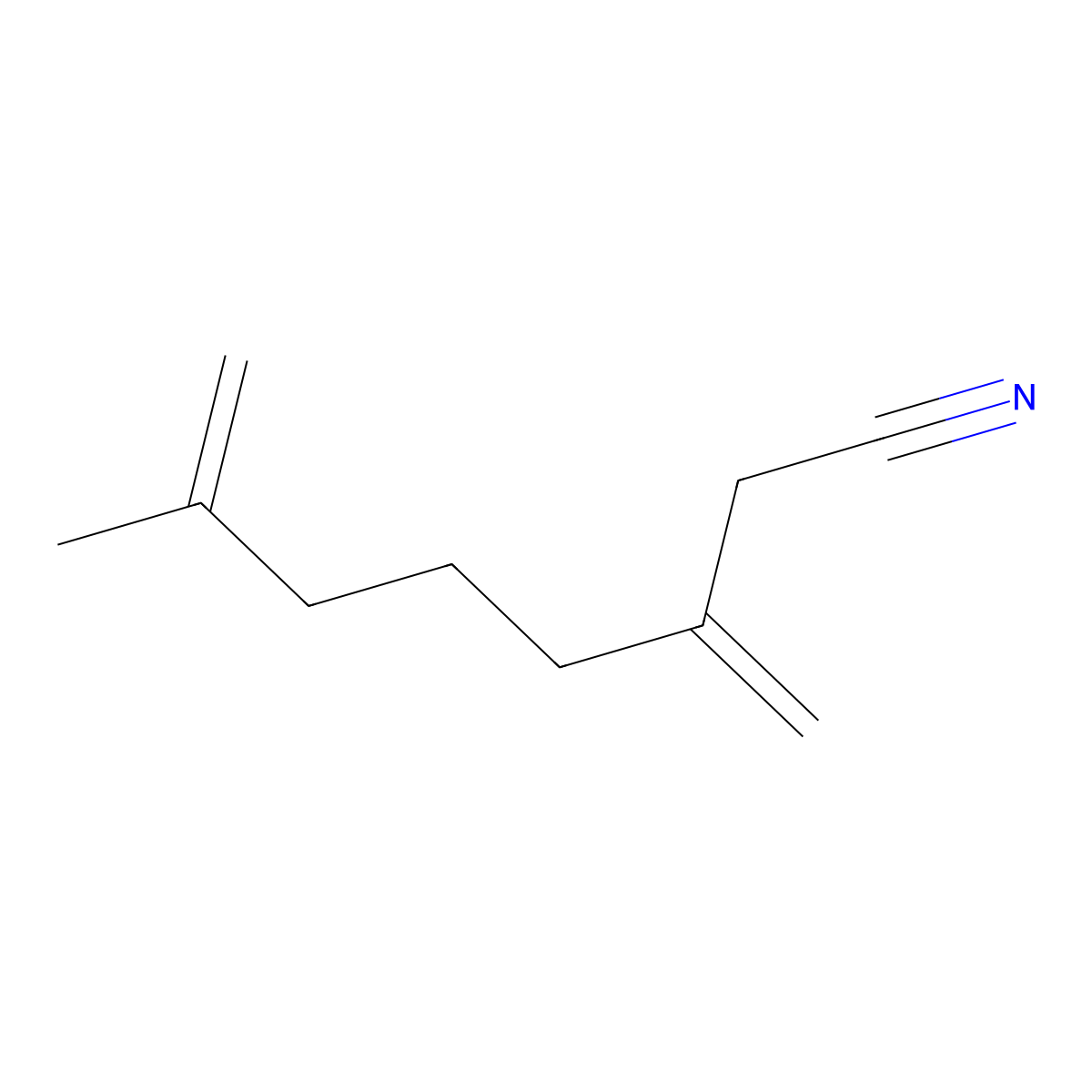7-Octenenitrile, 7-methyl-3-methylene- molecular structure, CAS 67800-87-7