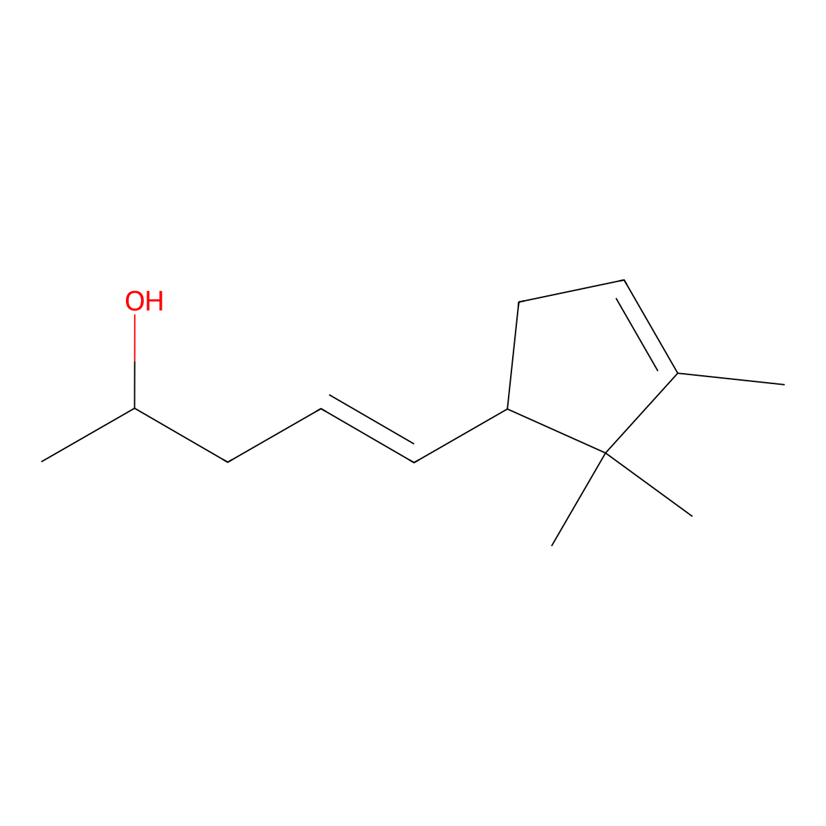 4-Penten-2-ol, 5-(2,2,3-trimethyl-3-cyclopenten-1-yl)- molecular structure, CAS 67801-11-0