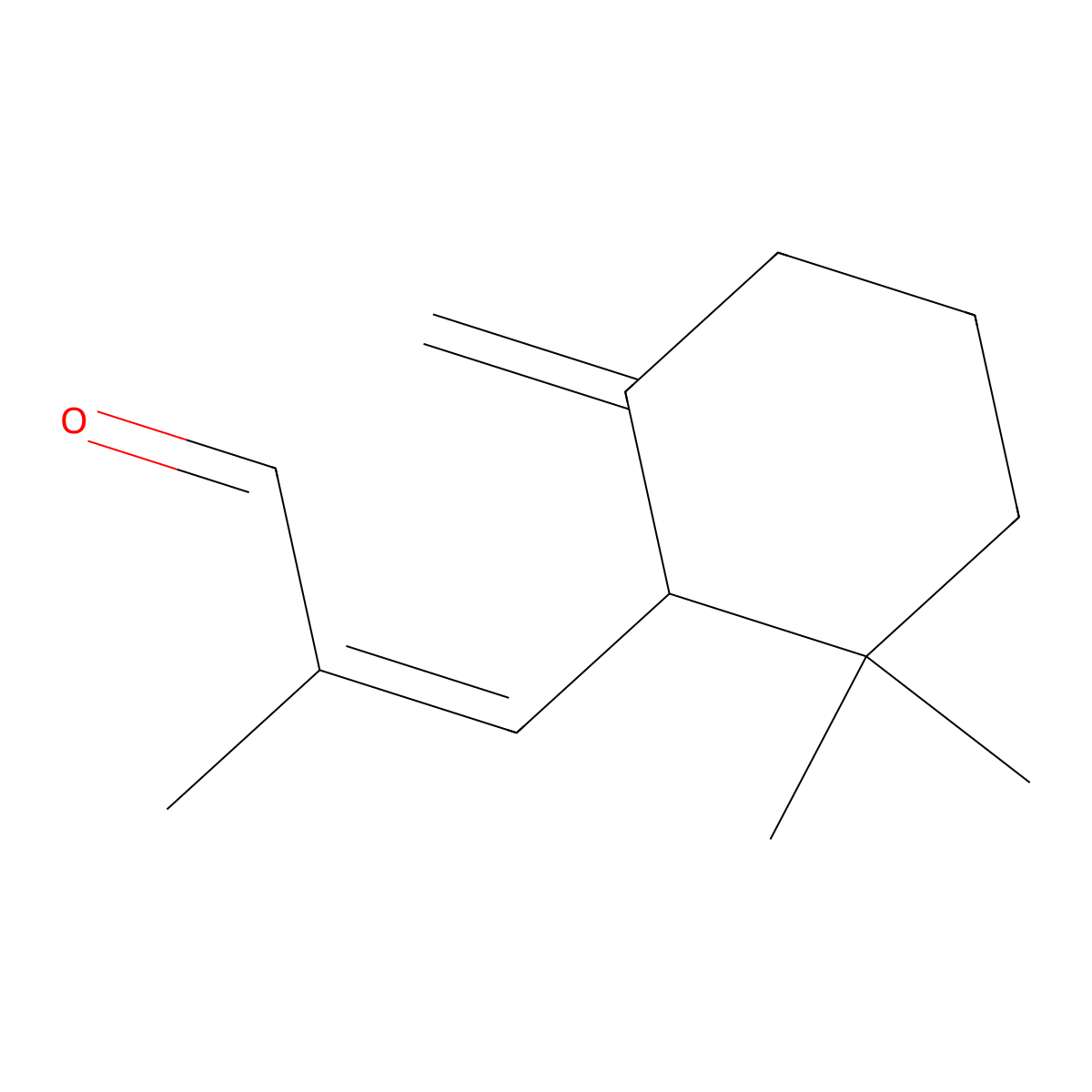 2-Propenal, 3-(2,2-dimethyl-6-methylenecyclohexyl)-2-methyl- molecular structure, CAS 67801-13-2