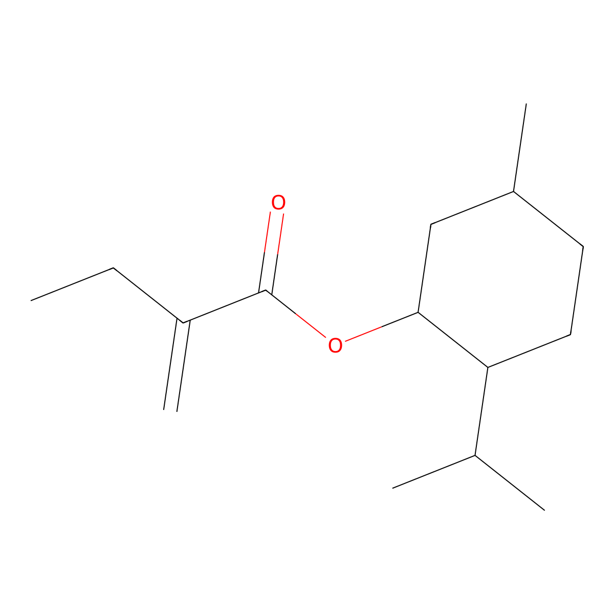 Butanoic acid, 2-methylene-, 5-methyl-2-(1-methylethyl)cyclohexyl ester molecular structure, CAS 67801-24-5