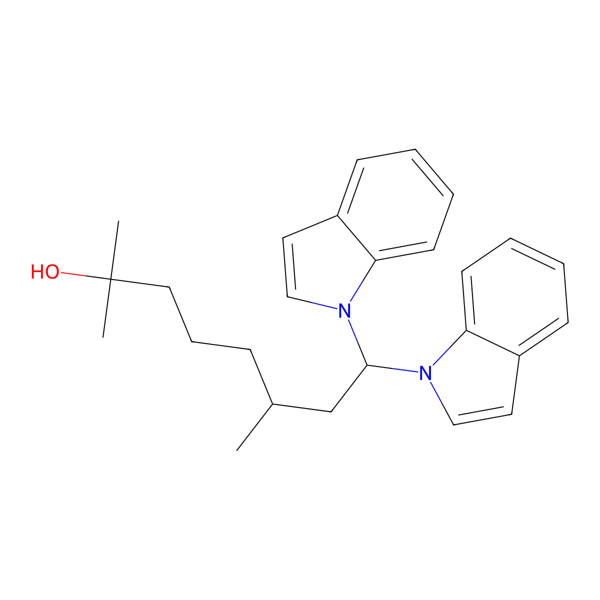 1H-Indole-1-heptanol, eta-1H-indol-1-yl-alpha,alpha,epsilon-trimethyl- molecular structure, CAS 67801-36-9