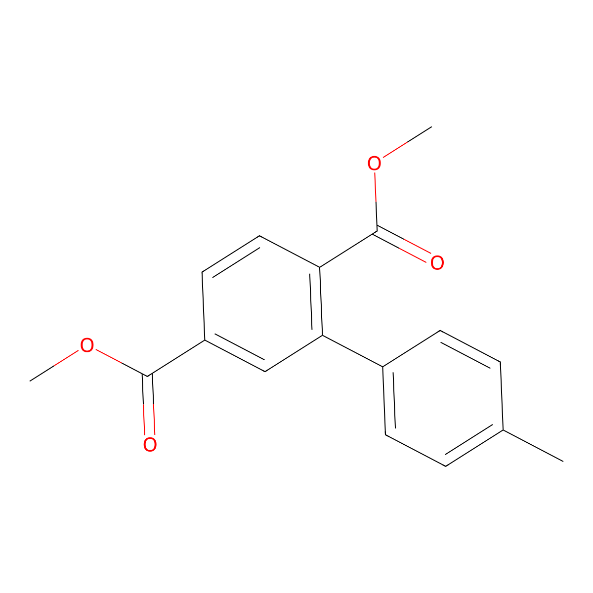 [1,1'-Biphenyl]-2,5-dicarboxylic acid, 4'-methyl-, 2,5-dimethyl ester molecular structure, CAS 67801-53-0