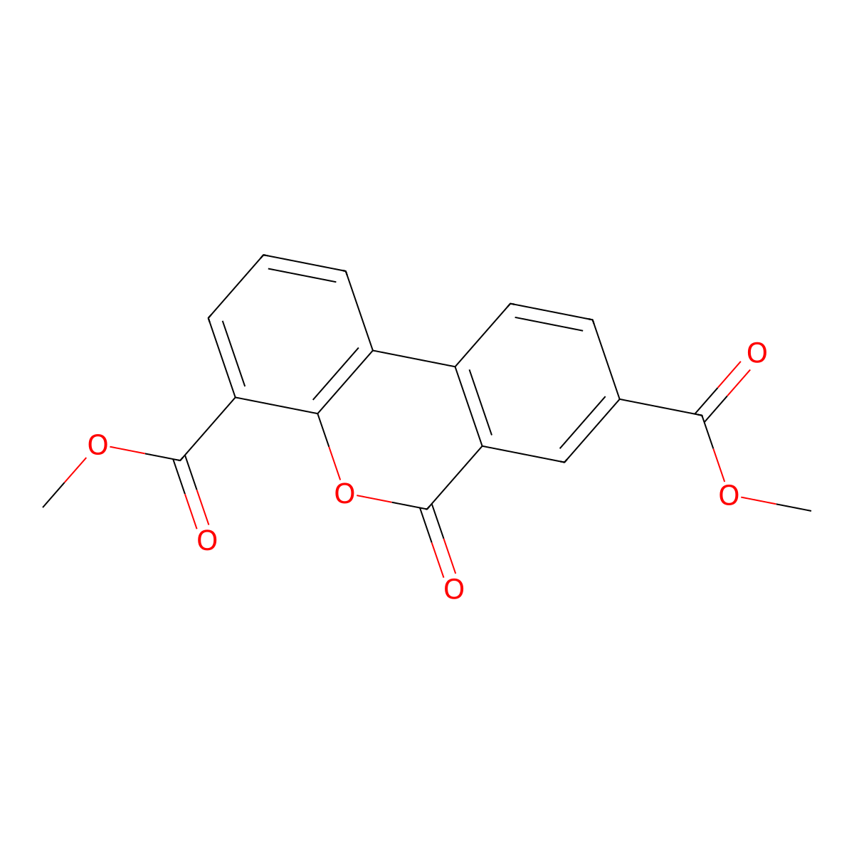 6H-Dibenzo(b,d)pyran-4,8-dicarboxylic acid, 6-oxo-, 4,8-dimethyl ester molecular structure, CAS 67801-59-6