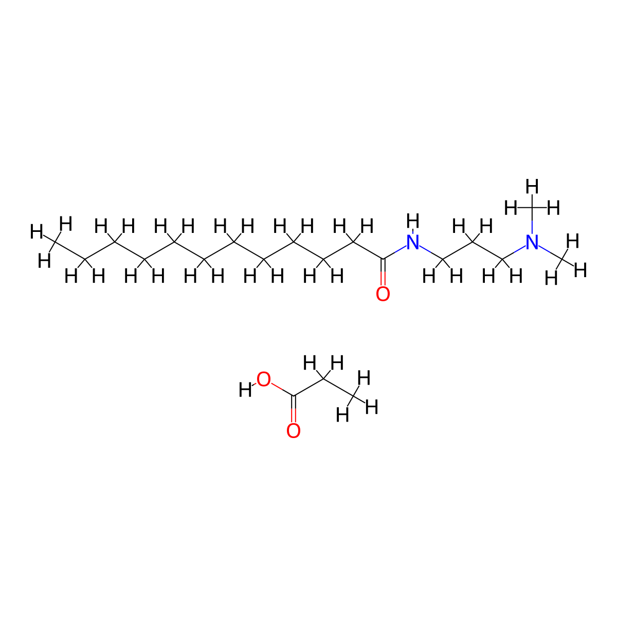 Lauramidopropyl dimethylamine propionate molecular structure, CAS 67801-62-1