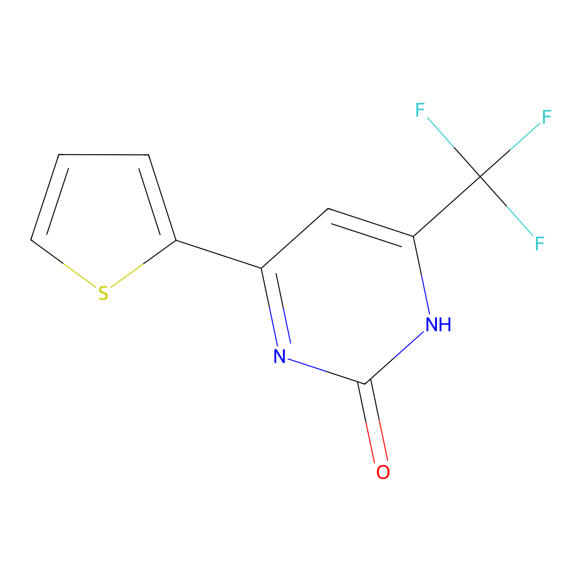 4-(2-Thienyl)-6-(trifluoromethyl)pyrimidin-2-ol molecular structure, CAS 67804-95-9