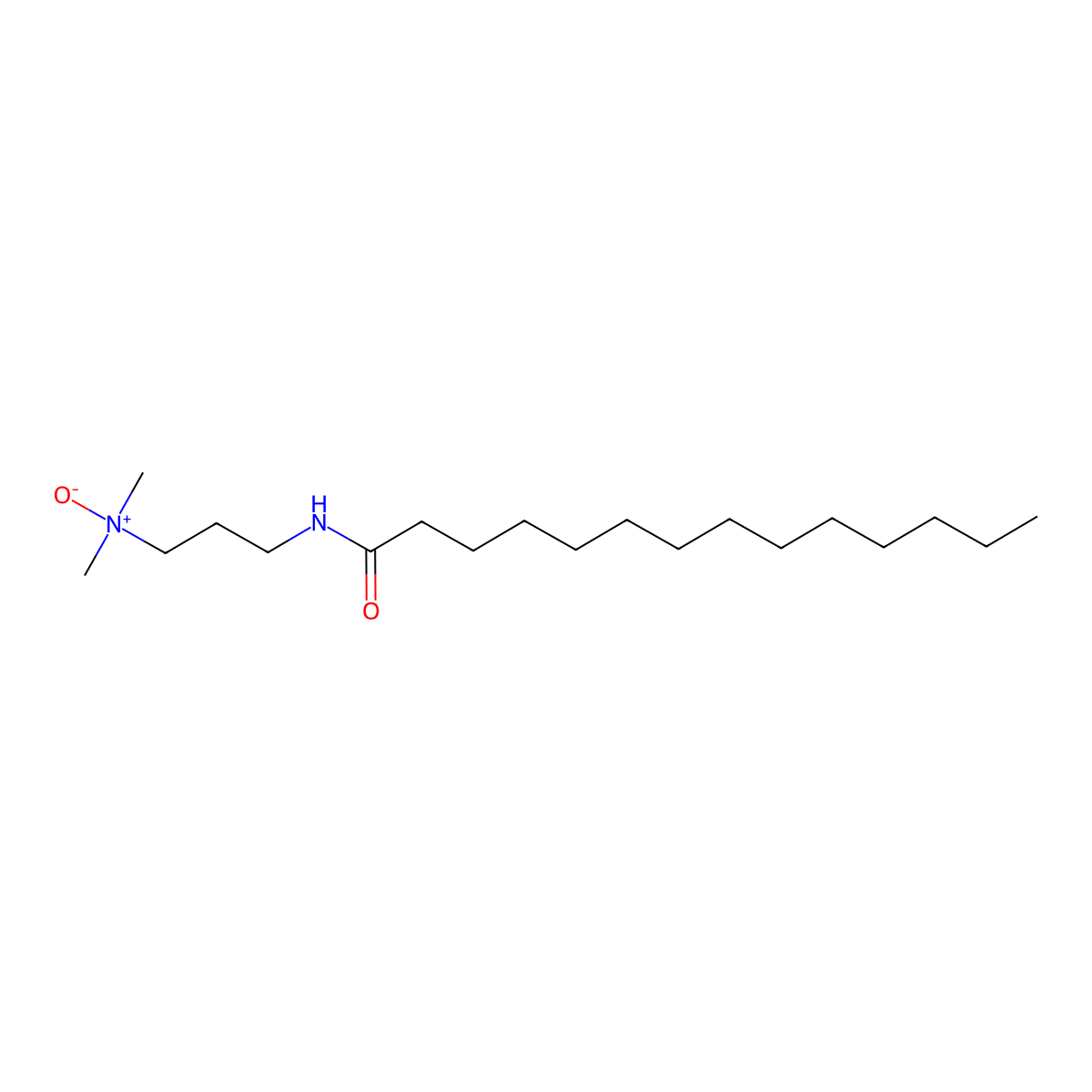 Myristamidopropylamine oxide molecular structure, CAS 67806-10-4