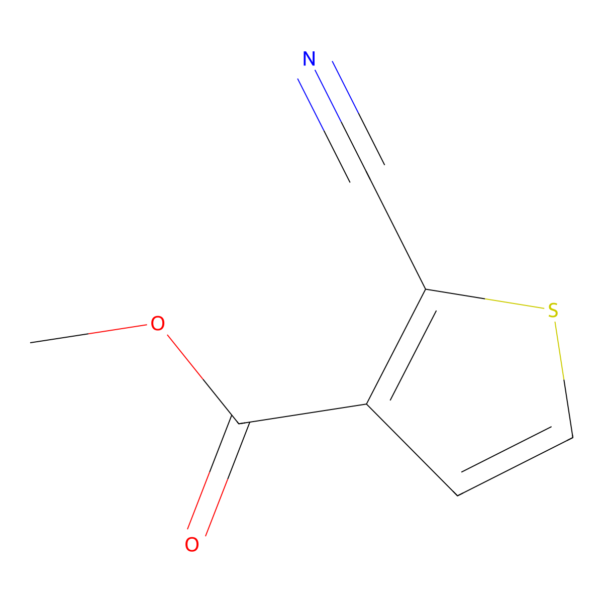 Methyl 2-cyanothiophene-3-carboxylate molecular structure, CAS 67808-30-4