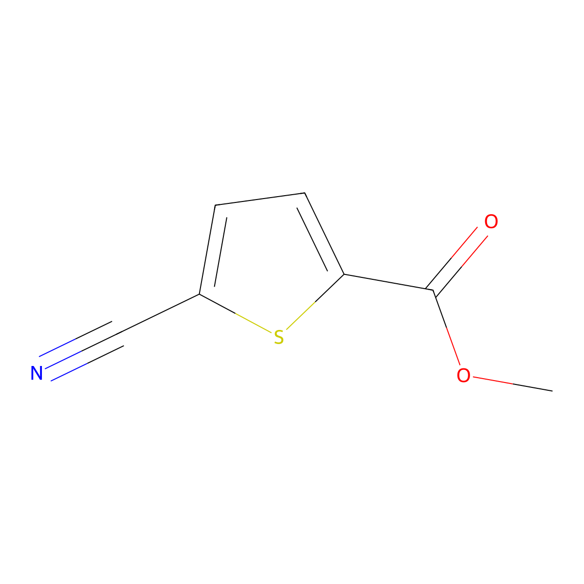 Methyl 5-cyanothiophene-2-carboxylate molecular structure, CAS 67808-34-8