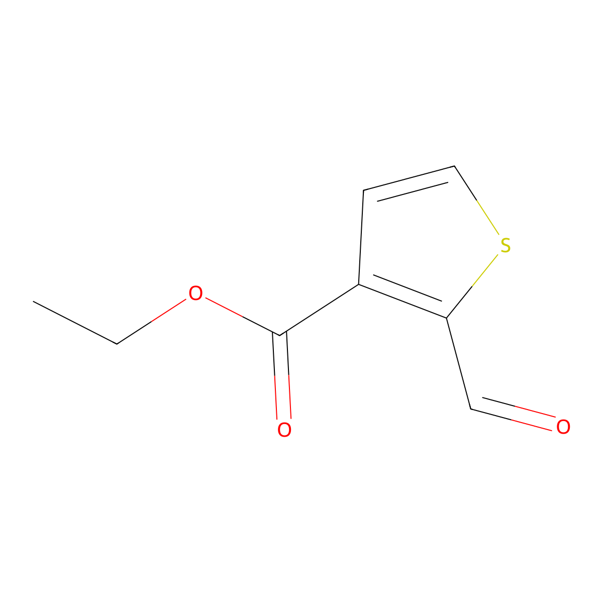 Ethyl 2-formylthiophene-3-carboxylate molecular structure, CAS 67808-70-2