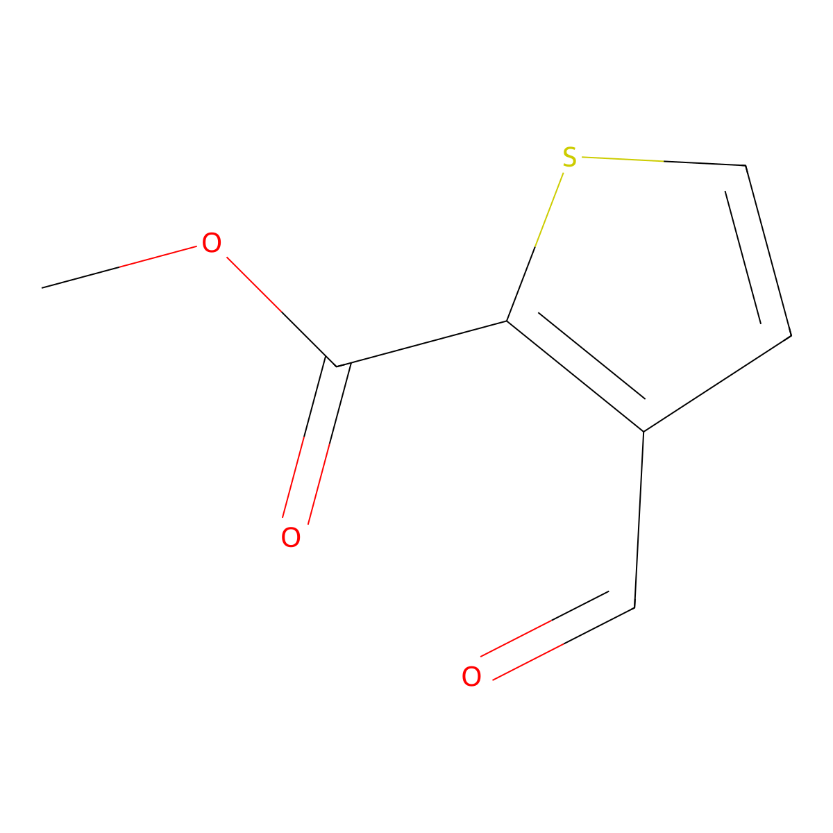 Methyl 3-formylthiophene-2-carboxylate molecular structure, CAS 67808-71-3
