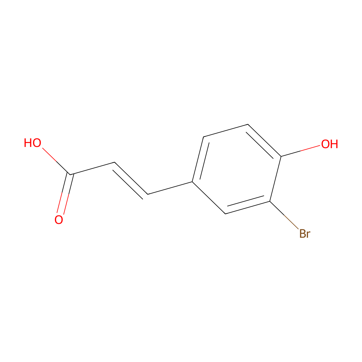 (2E)-3-(3-Bromo-4-hydroxyphenyl)-2-propenoic acid molecular structure, CAS 67808-77-9