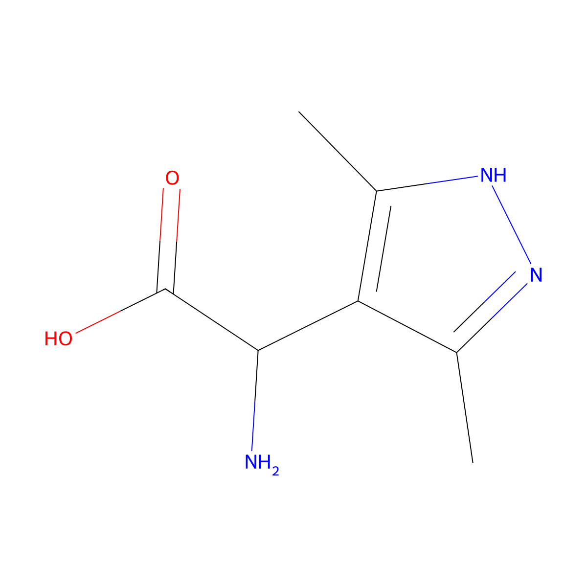 Amino(3,5-dimethyl-1H-pyrazol-4-yl)acetic acid molecular structure, CAS 67809-62-5